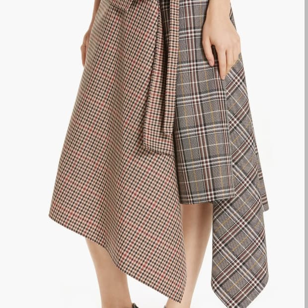 몬스 MONSE 믹스 체크 울 블랭킷 랩 스커트 0