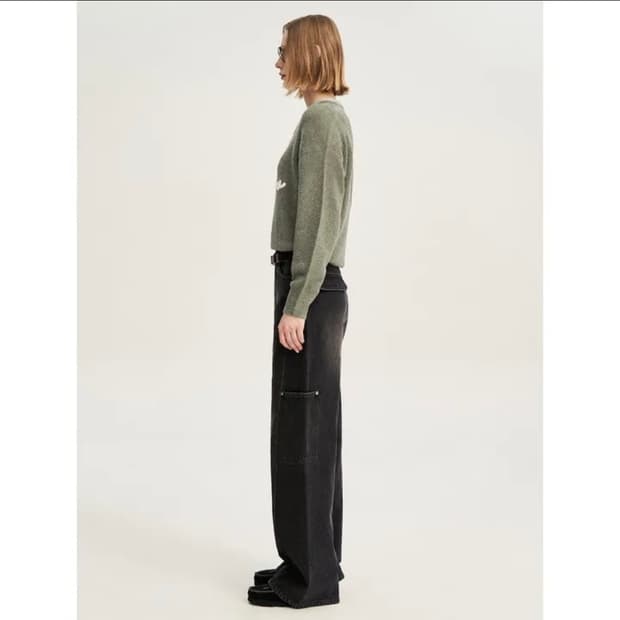 에잇세컨즈 사이드포켓 와이드 데님 팬츠 블랙