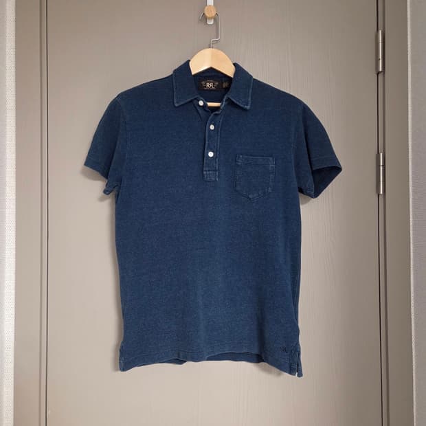 RRL 더블알엘 인디고 반팔 카라 티셔츠 M