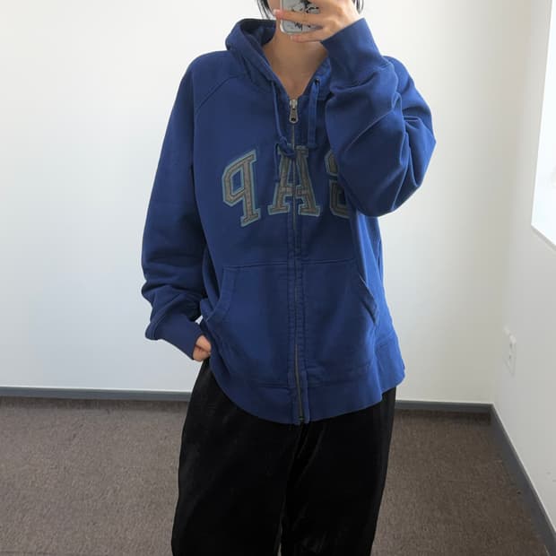 Gap 갭 그레이로고 블루 후드집업 