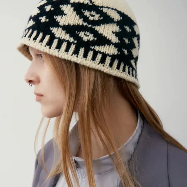 로우클래식 자카드 비니(아이보리,브라운)