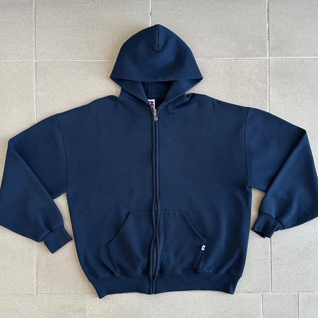 90s 빈티지 러셀 후드집업 네이비 XL