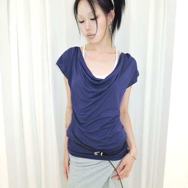 Cowl Neck Drape jersey Top