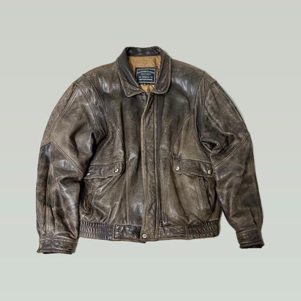 90s 빈티지 양가죽 레더자켓 xxl 브라운