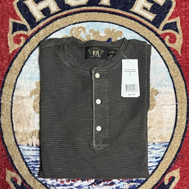RRL 헨리넥 와플 니트 긴팔셔츠 더블알엘