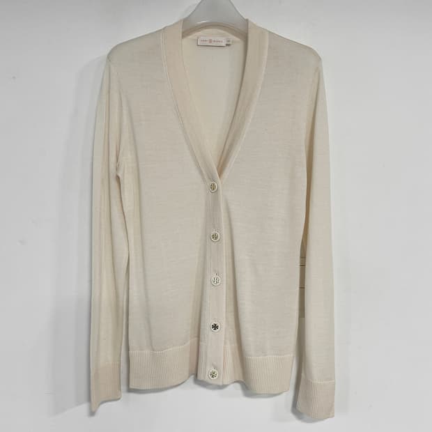 토리버치 로고 버튼 울 가디건