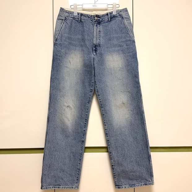 포터리 원워시드 와이드 데님팬츠 미드블루