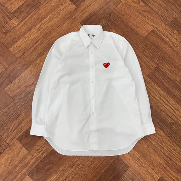 M 꼼데가르송 레드와펜 화이트 남방 셔츠 