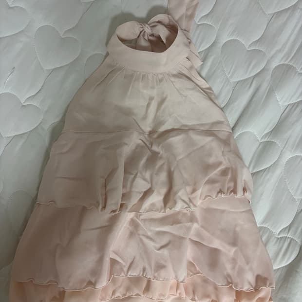 클리시어 디어 로지 쉬폰 홀터 블라우스 핑크