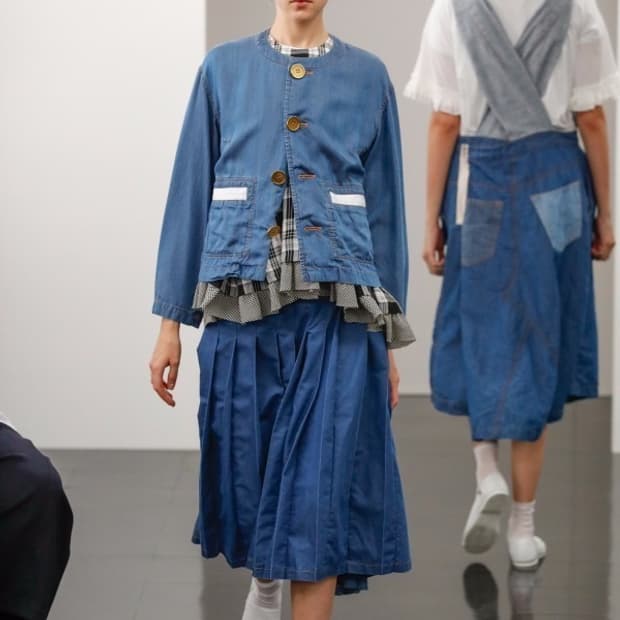 Washed Denim Non Collar Jacket