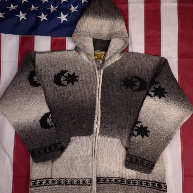 오리지날 에콰도르 핸드메이드 에스닉 울 후드 니트