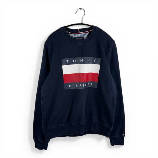 (무료배송)S) 타미힐피거 빅로고 맨투맨 네이비