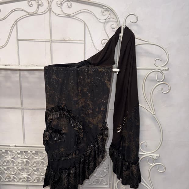 Brown oriental grunge tie dye scarf