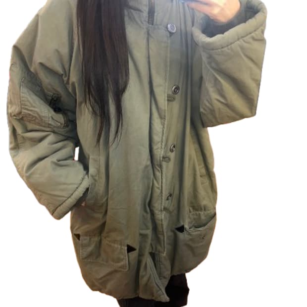 NO BRAND 카키 롱 야상 아우터
