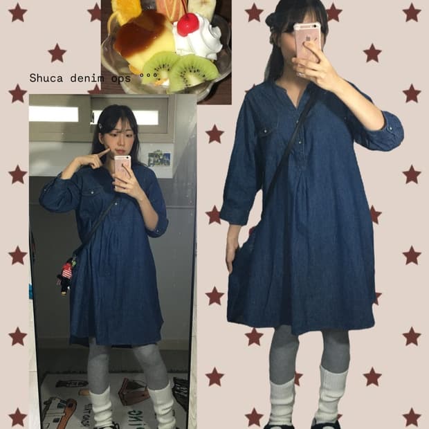 가을 모리걸 데님 원피스🧸🐾