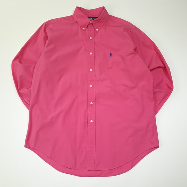 CL367 L 폴로 90s 코튼 블루포니 핑크 셔츠 남방