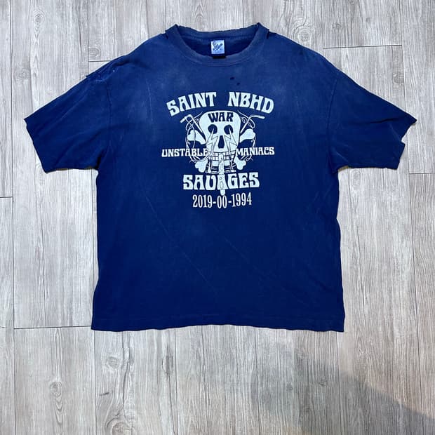 네이버후드 x 세인트 마이클 STHD Saint NBHD 티셔츠 네이비