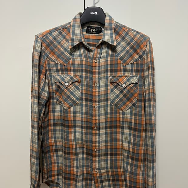 RRL 체크 플란넬 웨스턴 셔츠 M 판매합니다.