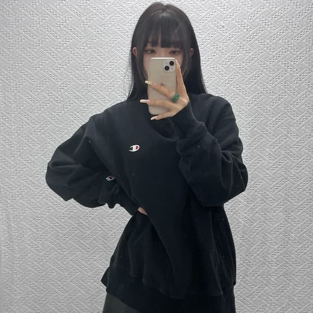 챔피온 리버스위브 자수패치 모던 약기모 맨투맨 L C09912