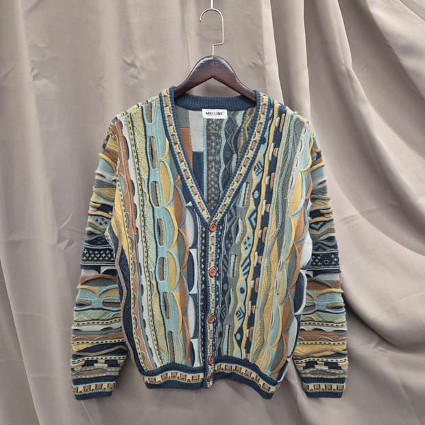 빈티지 모블랜디드 패턴 니트 가디건 95