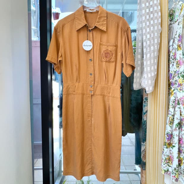 오렌지브라운 빈티지 카라 원피스
