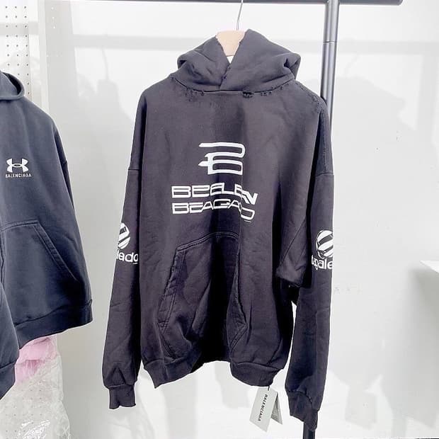 (정품/새상품) 발렌시아가 남성 블랙 제너레이티드 후드