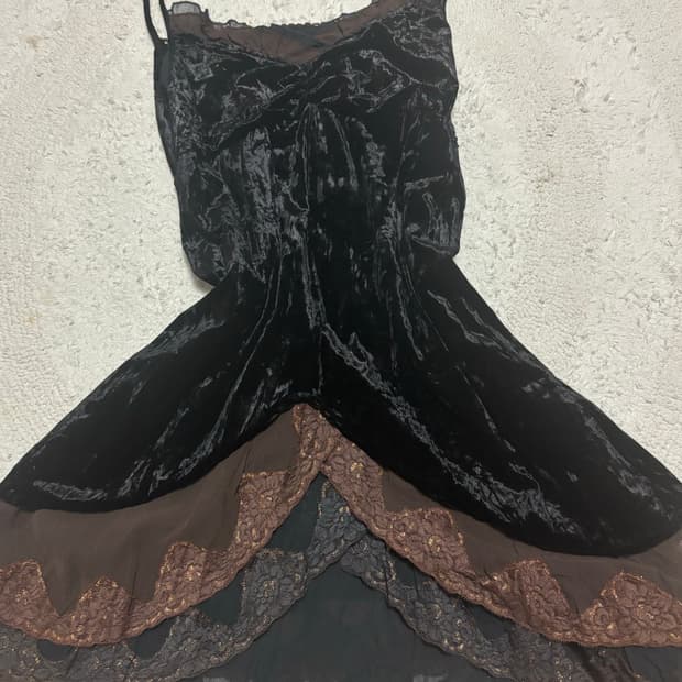 벨벳 빈티지 블랙 슬립 레이어드 원피스 긱시크 모리 펑크