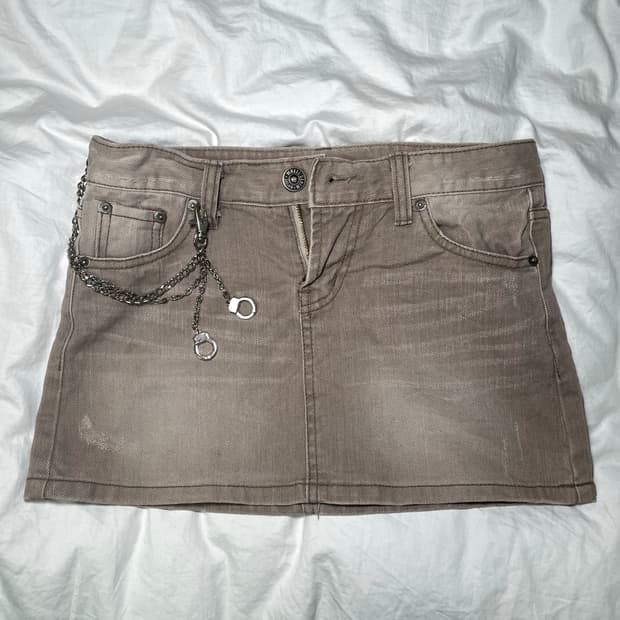 y2k low waist miniskirt 워싱 그레이브라운 미니스커트