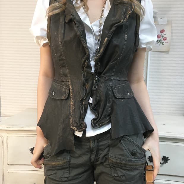 vintage archive brown leather vest