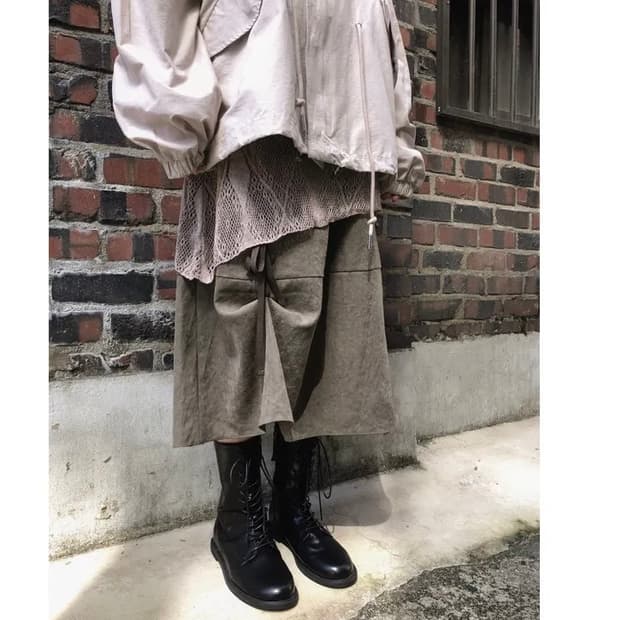 roll-up midi skirt 롤업 미디 스커트