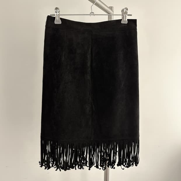 suede fringe mini skirt