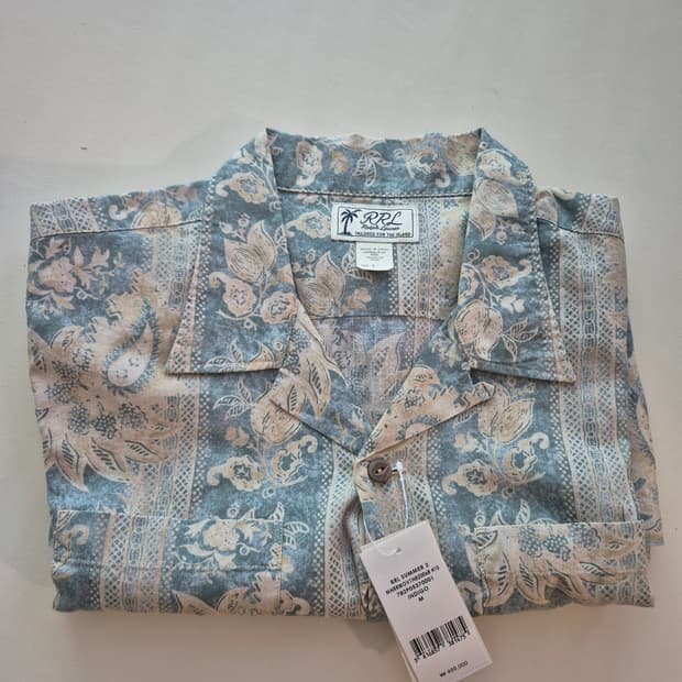 RRL 페이즐리 리넨코튼 셔츠 M