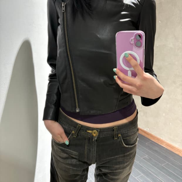 헬무트랭 사선 레더자켓