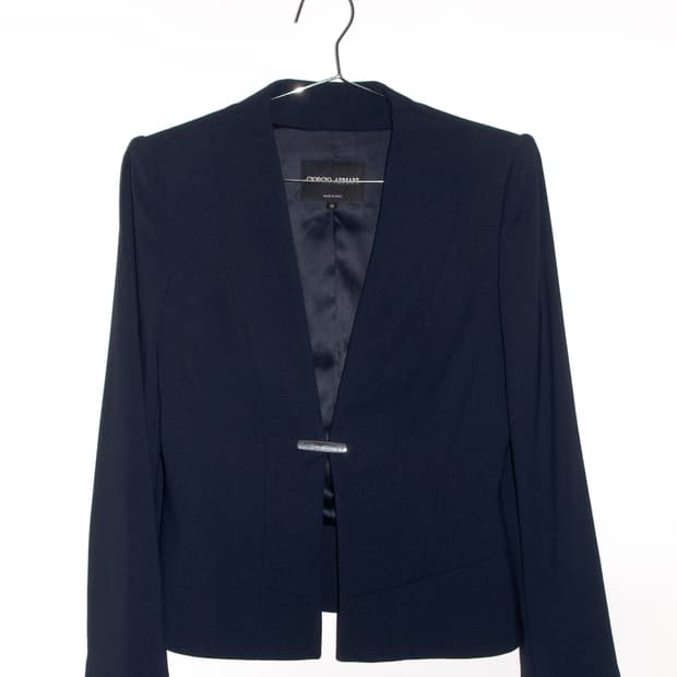 Wool Silk Collarless Jacket