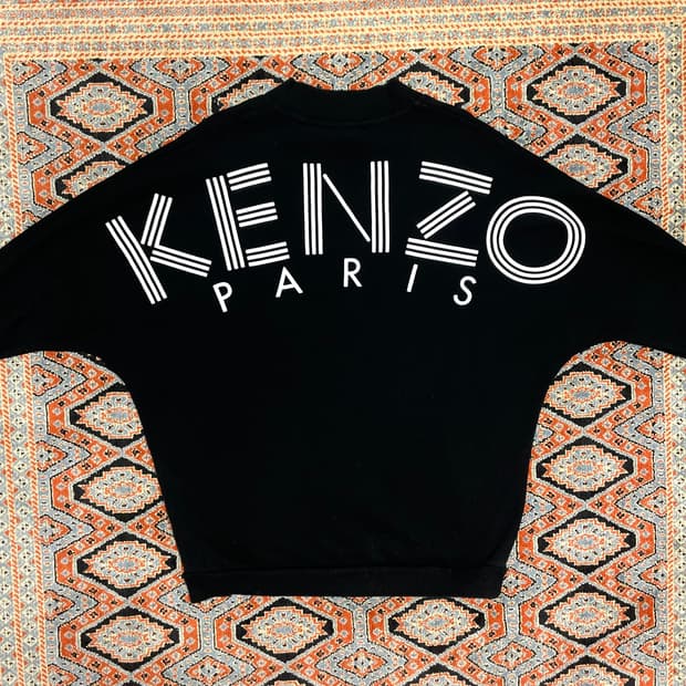 겐조 백프린팅 블랙 기모 가오리핏 브이넥 맨투맨 남성L