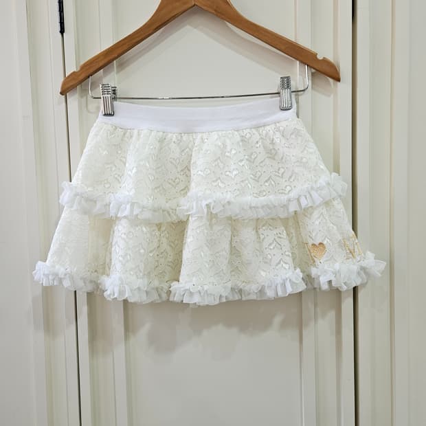 레이스 프릴 캉캉 스커트 아이보리