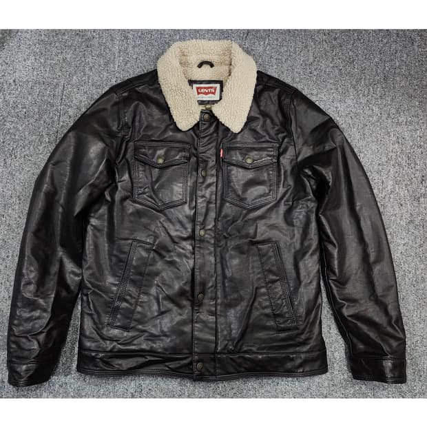 리바이스 쉐르파 트러커 레더 자켓 비건 가죽 자켓 S