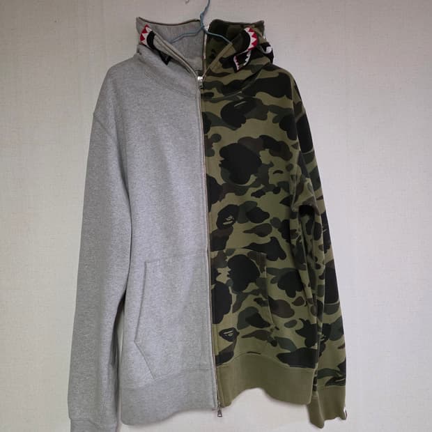 [XL] 베이프 1ST 그린카모 셰퍼레이트 샤크 후드집업