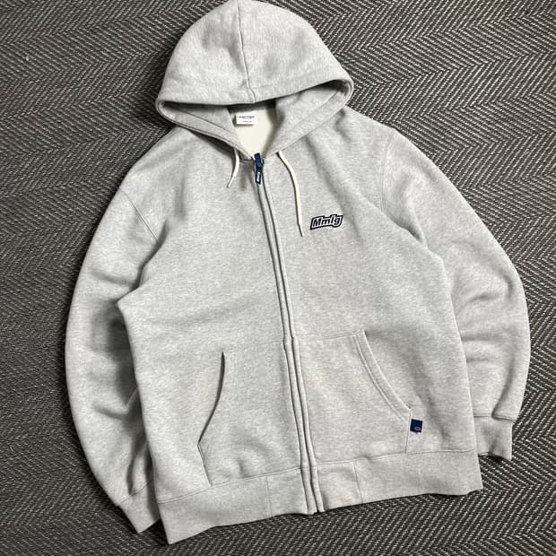 Mmlg 자수로고 박시핏 후드 집업 그레이y 5010