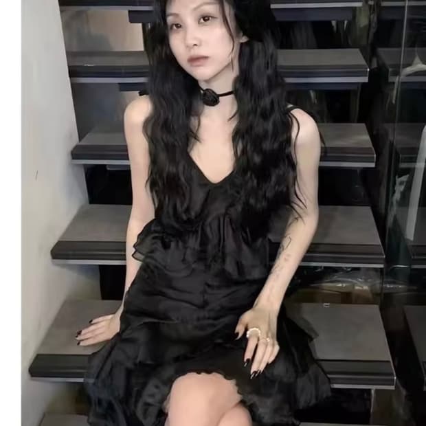 chiffon cancan unbalanced dress