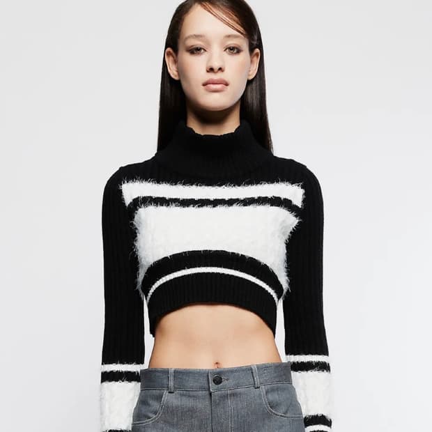 L7 COLORBLOCK KNIT BOLERO(BLACK)