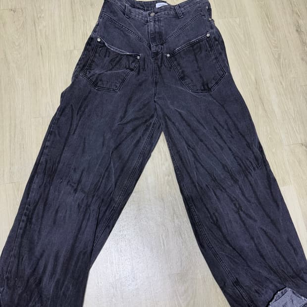 UNUSEDLAB 와이드 워싱 청바지