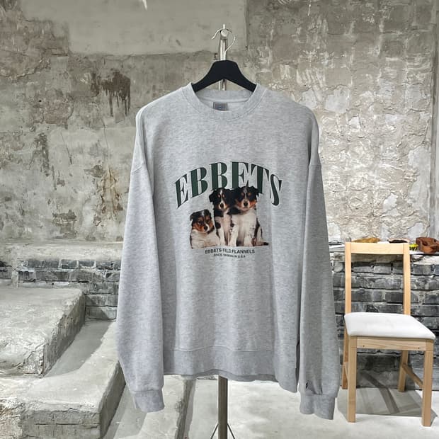 이벳필드 멜란지 그레이 보더콜리 퍼피 스웻 셔츠