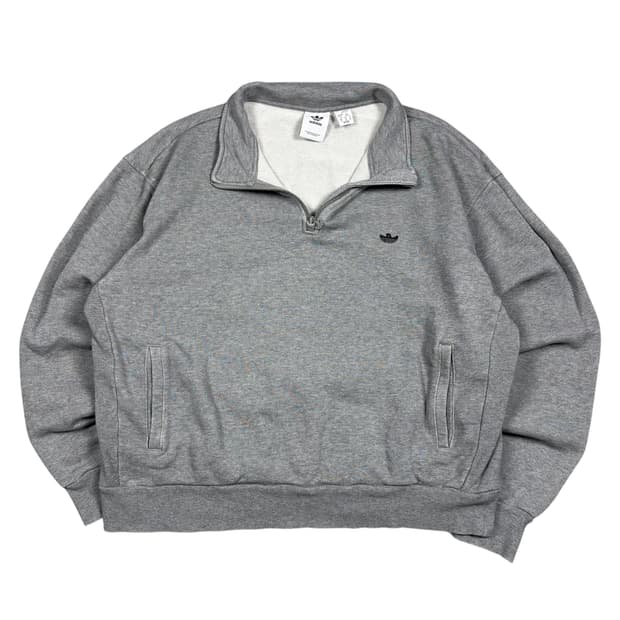 아디다스 그레이컬러 하프집 스웻셔츠