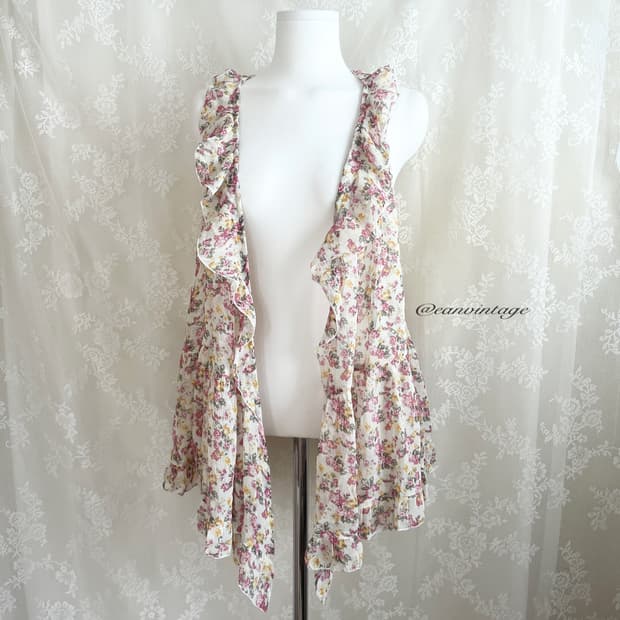 pink flower ruffle vest