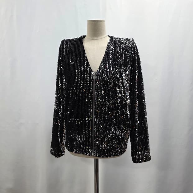 1660 ZARA BASIC 블랙 스팽글 집업 자켓 S