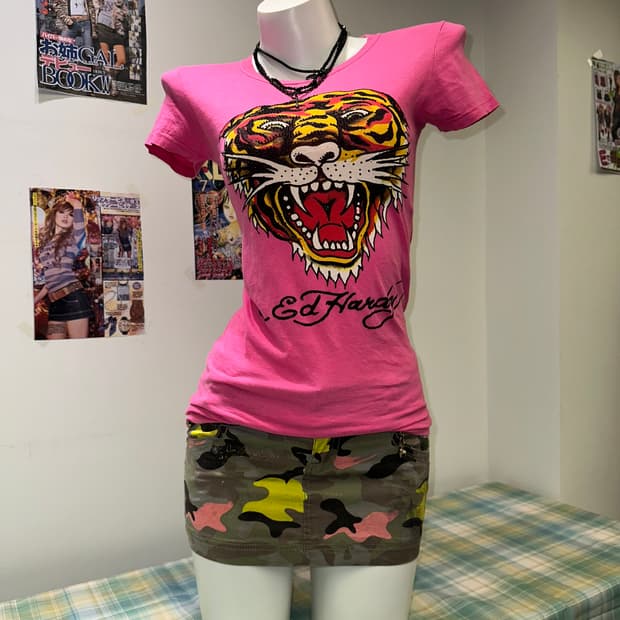 Tiger Printed Pink Slim T-Shirt
