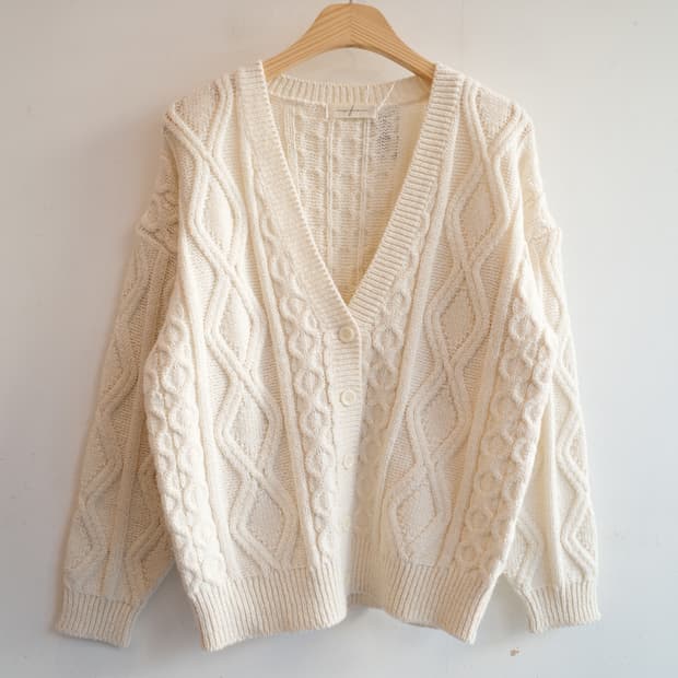 Japan brand 케이블 울 가디건 