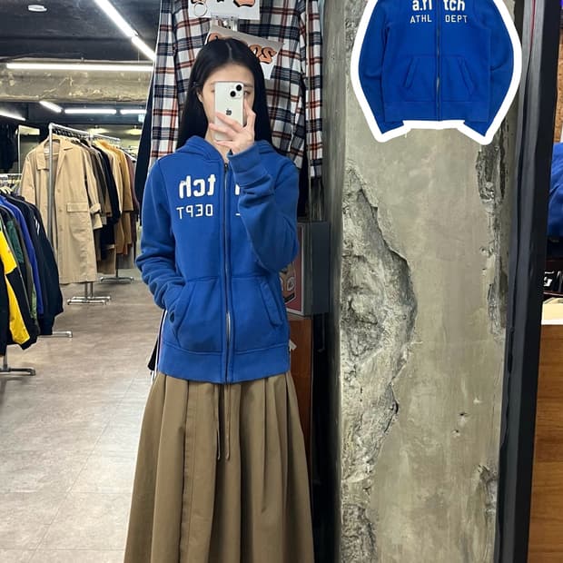 아베크롬비 기모 후드집업 블루 XL #csz3446