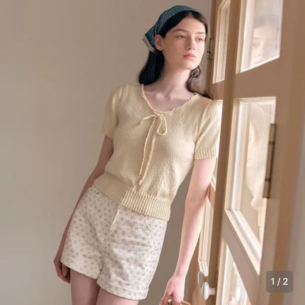 ribbon half sleeve knit